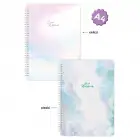 A4 Spiralli Karton Kapak 2’li Set Kareli Ders Programlı Not Okul Defteri - Pastel Serisi