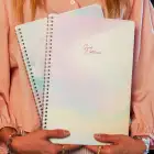 A4 Spiralli Karton Kapak 2’li Set Kareli Ders Programlı Not Okul Defteri - Pastel Serisi