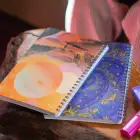 A5 Spiralli Karton Kapak 2li Set Kareli Ders Programlı Not Okul Defteri - Galaksi Serisi Vol. 2