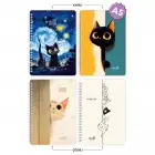 A5 Spiralli Karton Kapak 4lü Set 2 Kareli 2 Çizgili Ders Programlı Not Okul Defteri - Meow Kedi Serisi