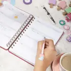 A5 Süresiz Haftalık Planlayıcı Spiralli Kumaş Kapak - Kırmızı