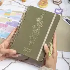 A5 Süresiz Haftalık Planlayıcı Spiralli Kumaş Kapak - Haki