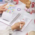 A5 Süresiz Haftalık Planlayıcı Spiralli Kuşe Kapak - Pembe Çizgili