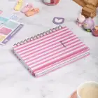 A5 Süresiz Haftalık Planlayıcı Spiralli Kuşe Kapak - Pembe Çizgili