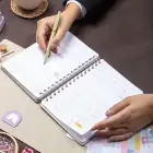 A5 Süresiz Haftalık Planlayıcı Spiralli Vegan Deri Kapak - Krem