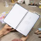 A5 Süresiz Haftalık Planlayıcı Spiralli Vegan Deri Kapak - Mavi