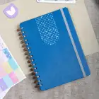 A5 Süresiz Haftalık Planlayıcı Spiralli Vegan Deri Kapak - Mavi