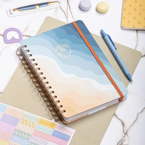 2025-2026 A5 Akademik Ajanda Spiralli Kuşe Kapak 16 Aylık - Okyanus Esintisi