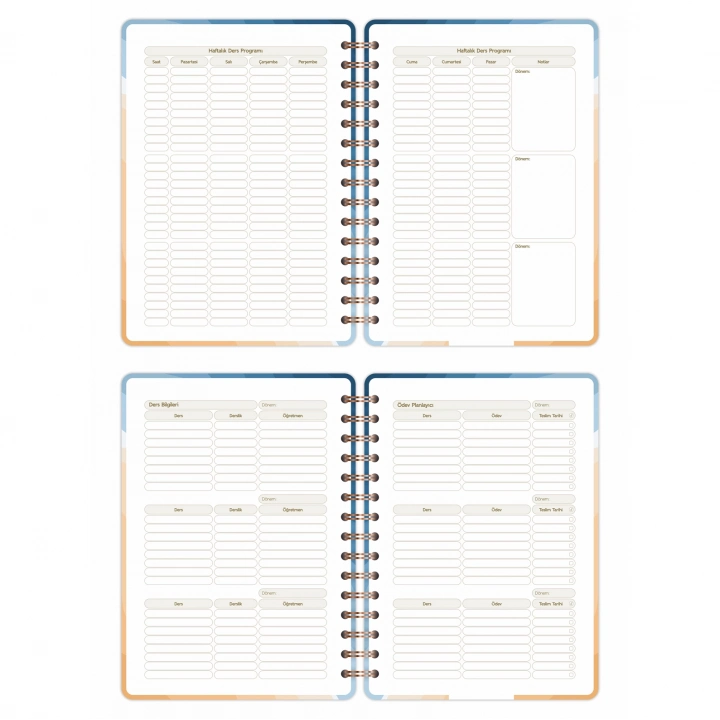 2025-2026 A5 Akademik Ajanda Spiralli Kuşe Kapak 16 Aylık - Okyanus Esintisi