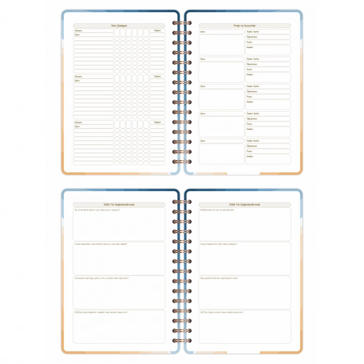 2025-2026 A5 Akademik Ajanda Spiralli Kuşe Kapak 16 Aylık - Okyanus Esintisi