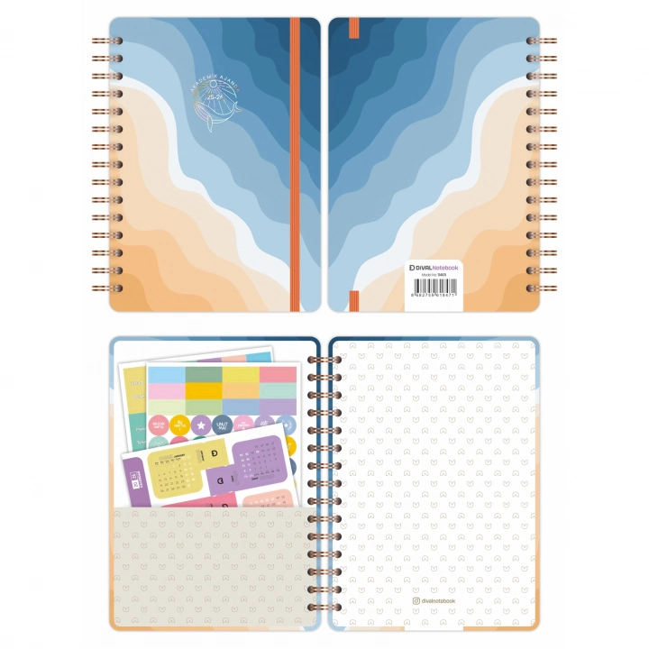 2025-2026 A5 Akademik Ajanda Spiralli Kuşe Kapak 16 Aylık - Okyanus Esintisi