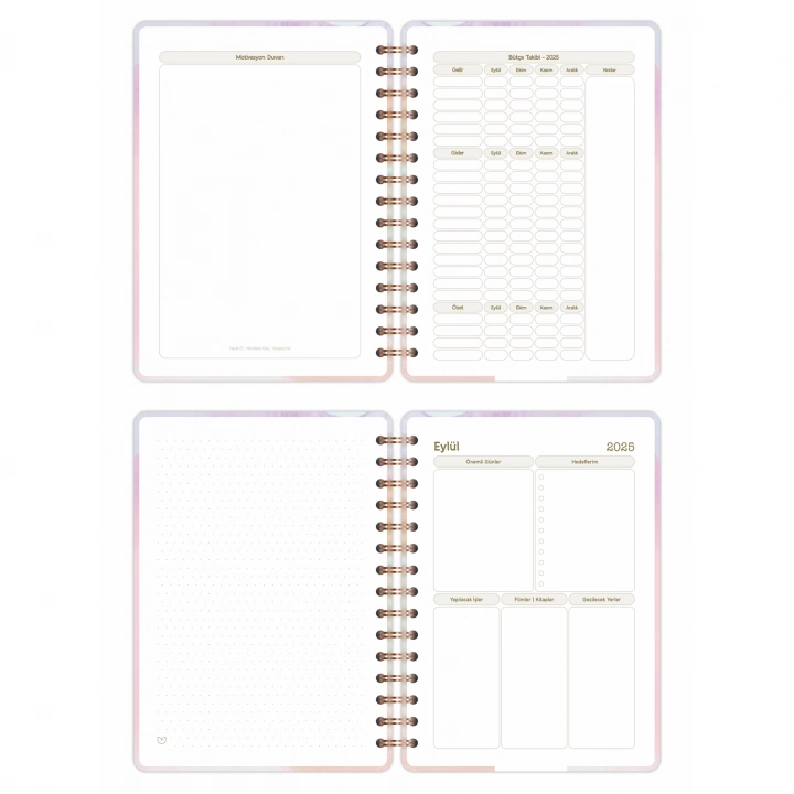 2025-2026 A5 Akademik Ajanda Spiralli Kuşe Kapak 16 Aylık - Renklerin Dansı