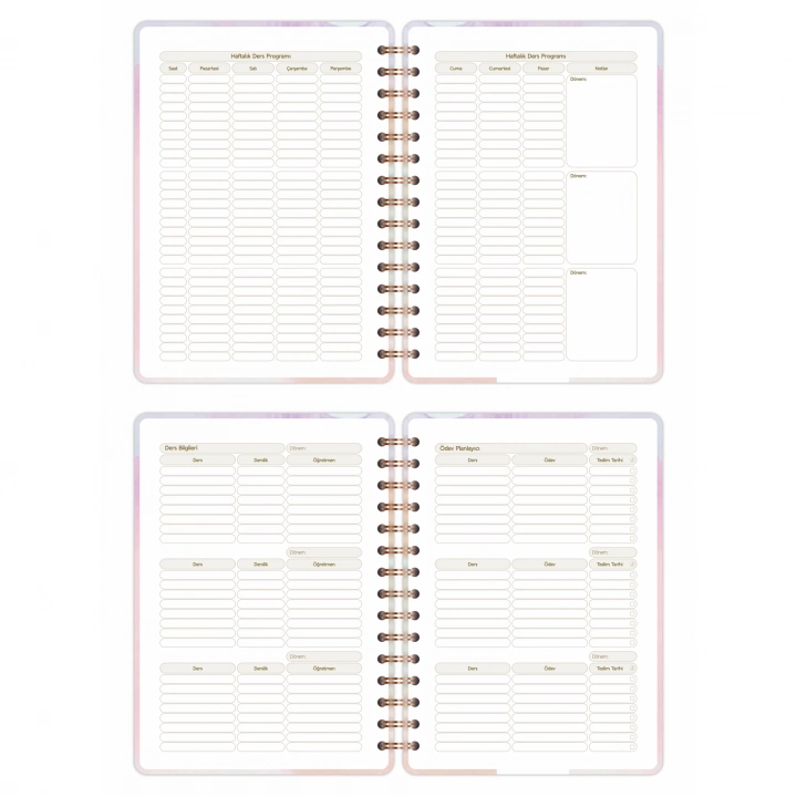 2025-2026 A5 Akademik Ajanda Spiralli Kuşe Kapak 16 Aylık - Renklerin Dansı