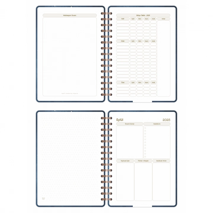 2025-2026 A5 Akademik Ajanda Spiralli Kuşe Kapak 16 Aylık - Yıldızlı Gökyüzü