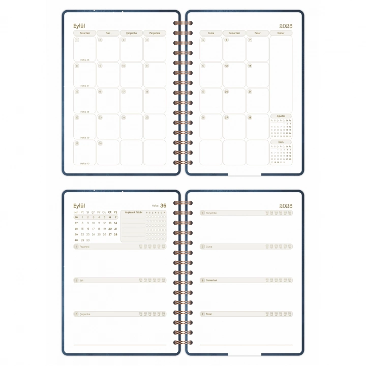 2025-2026 A5 Akademik Ajanda Spiralli Kuşe Kapak 16 Aylık - Yıldızlı Gökyüzü