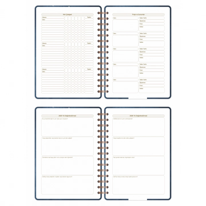 2025-2026 A5 Akademik Ajanda Spiralli Kuşe Kapak 16 Aylık - Yıldızlı Gökyüzü