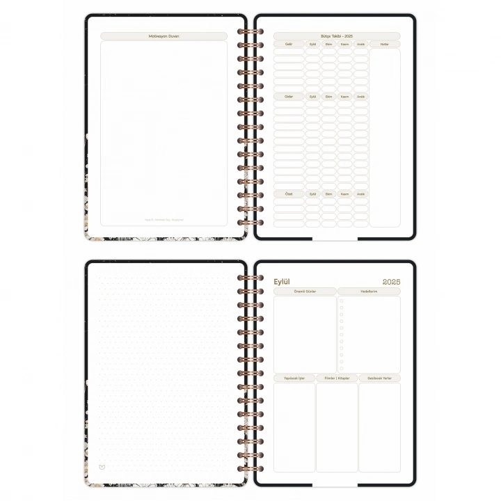 2025-2026 A5 Akademik Ajanda Spiralli Kuşe Kapak 16 Aylık - Yıldızlı Kedi