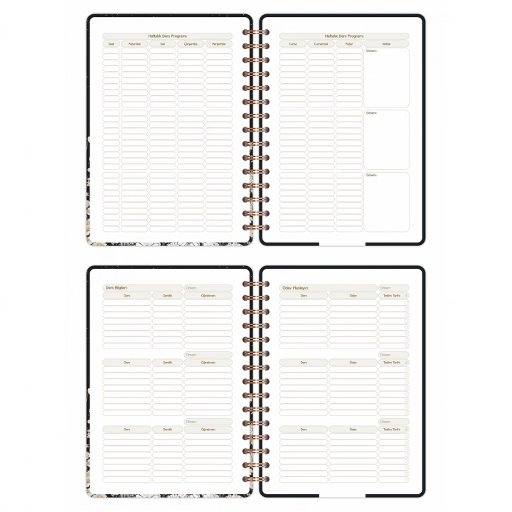 2025-2026 A5 Akademik Ajanda Spiralli Kuşe Kapak 16 Aylık - Yıldızlı Kedi