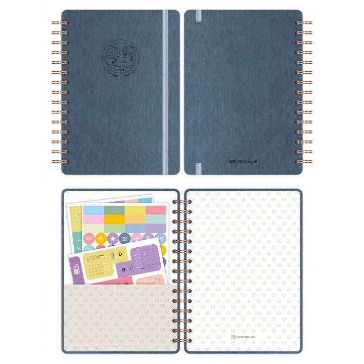 2025-2026 A5 Akademik Ajanda Spiralli Vegan Deri Kapak 16 Aylık - Antrasit