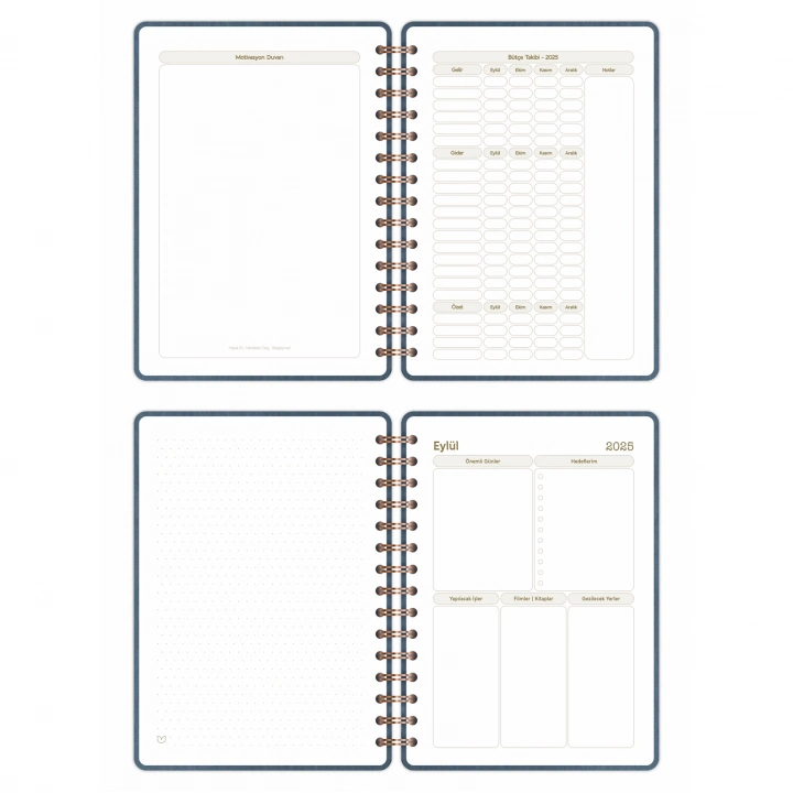 2025-2026 A5 Akademik Ajanda Spiralli Vegan Deri Kapak 16 Aylık - Antrasit