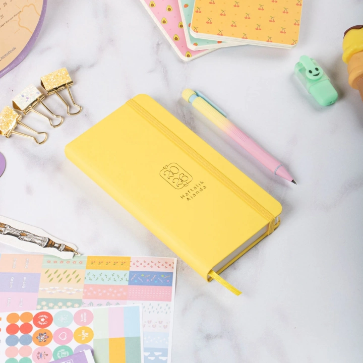 2026 Haftalık Ajanda 9x18 cm Sert Kapak - Sarı