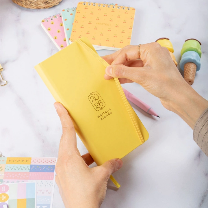 2026 Haftalık Ajanda 9x18 cm Sert Kapak - Sarı