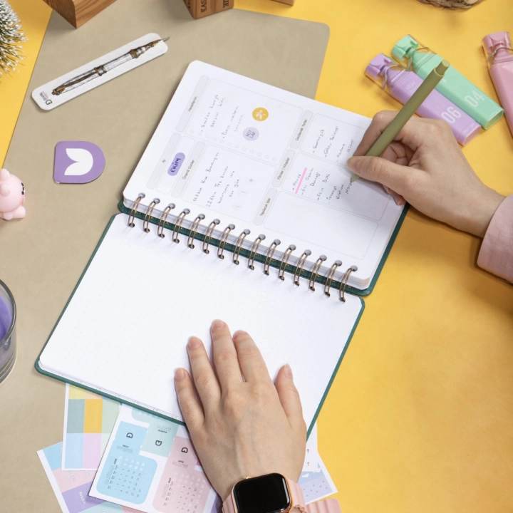 A5 Süresiz Haftalık Planlayıcı Spiralli Kumaş Kapak - Turkuaz