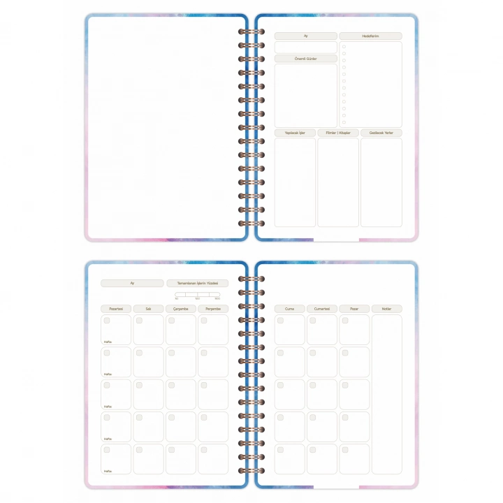 A5 Süresiz Haftalık Planlayıcı Spiralli Kuşe Kapak - Renklerin Dansı
