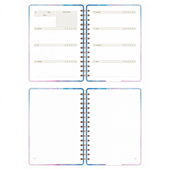 A5 Süresiz Haftalık Planlayıcı Spiralli Kuşe Kapak - Renklerin Dansı