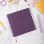 16,5x16,5 cm Mor Yumuşak Deri Kapak Noktalı Tarihsiz Dikişli Not Okul Defteri