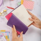 16,5x16,5 cm Pembe Yumuşak Deri Kapak Noktalı Tarihsiz Dikişli Not Okul Defteri