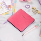 16,5x16,5 cm Pembe Yumuşak Deri Kapak Noktalı Tarihsiz Dikişli Not Okul Defteri