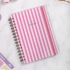 A5 Süresiz Haftalık Planlayıcı Spiralli Kuşe Kapak - Pembe Çizgili