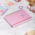 A5 Süresiz Haftalık Planlayıcı Spiralli Kuşe Kapak - Pembe Çizgili
