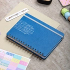 A5 Süresiz Haftalık Planlayıcı Spiralli Vegan Deri Kapak - Mavi