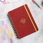 2025-2026 A5 Akademik Ajanda Spiralli Vegan Deri Kapak 16 Aylık - Bordo