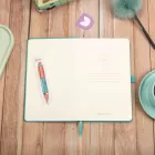 13x21 cm Turkuaz Deri Sert Kapak Noktalı Tarihsiz Dikişli Not Okul Defteri
