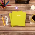 16,5x16,5 cm Fıstık Yeşil Yumuşak Deri Kapak Noktalı Tarihsiz Dikişli Not Okul Defteri
