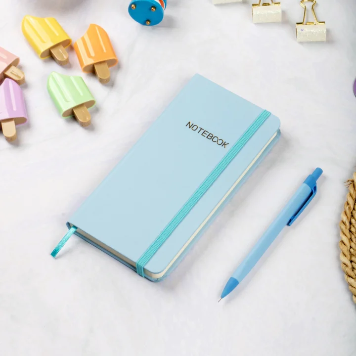 Sert Kapak Kareli Not Defteri 9x18 Mavi