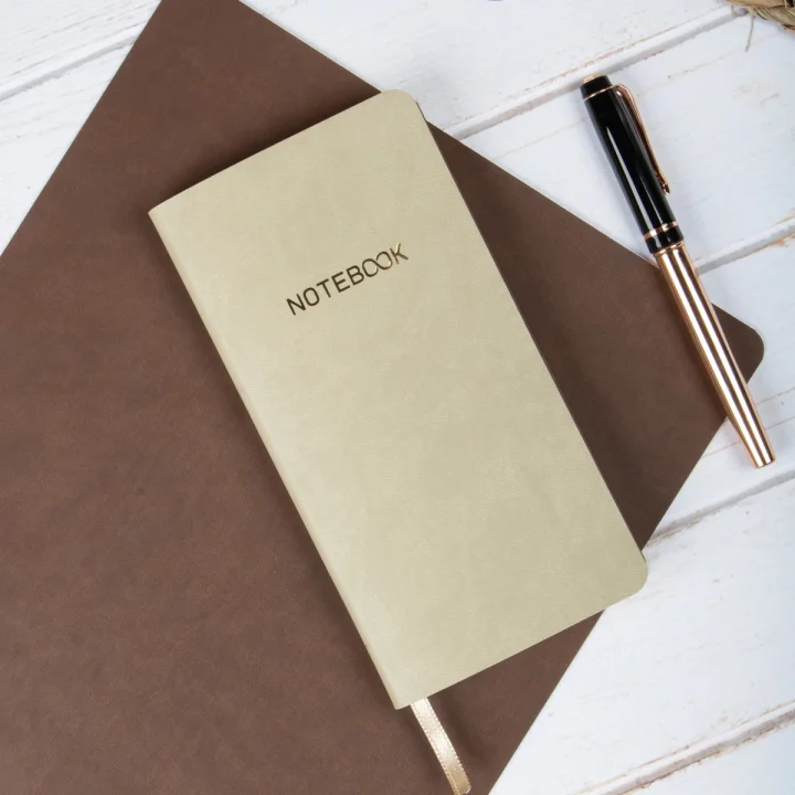 Esnek Kapaklı Kareli Defter 9x18 Krem Vegan Deri