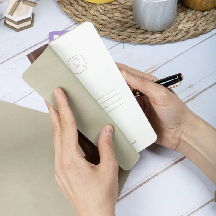 Esnek Kapaklı Kareli Defter 9x18 Kahverengi Vegan Deri