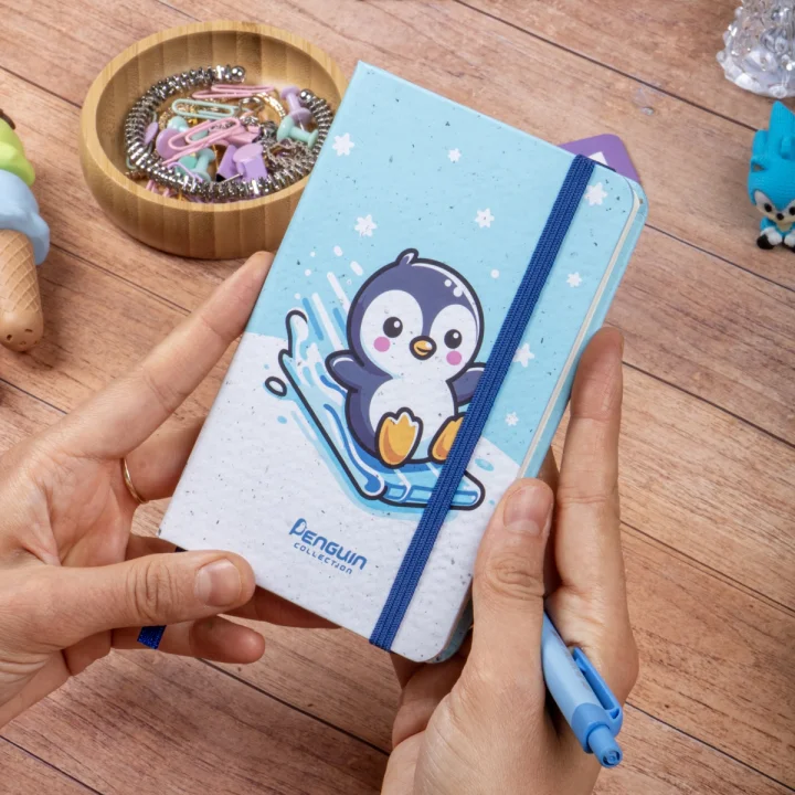Sert Kapak Çizgili Not Defteri 9x14 Penguen 2