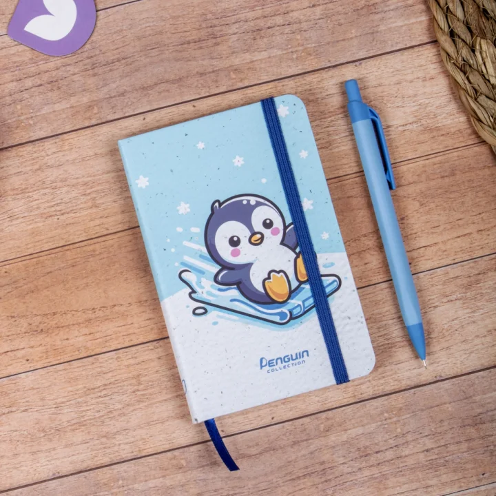 Sert Kapak Çizgili Not Defteri 9x14 Penguen 2