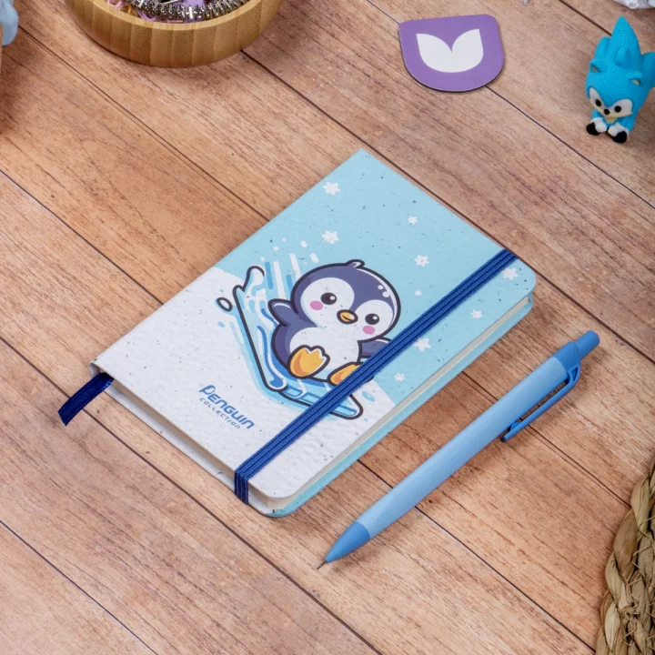 Sert Kapak Çizgili Not Defteri 9x14 Penguen 2