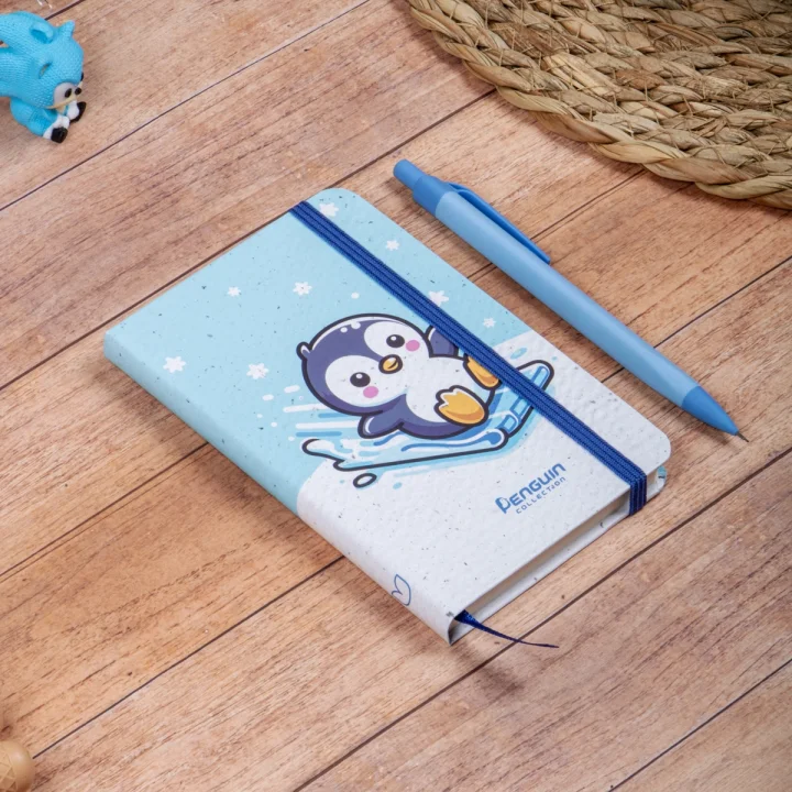 Sert Kapak Çizgili Not Defteri 9x14 Penguen 2