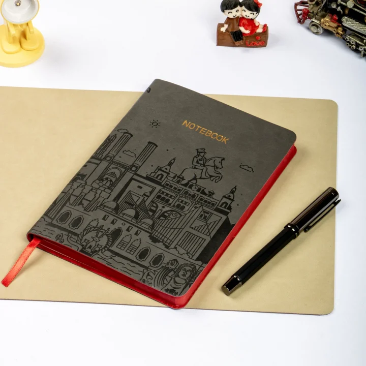 Esnek Kapaklı Noktalı Defter 13x19 Füme Vegan Deri
