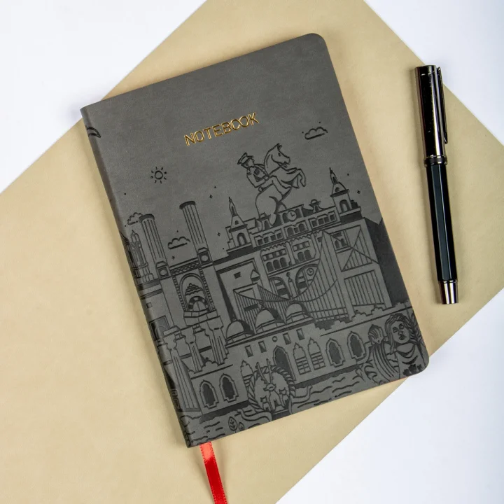 Esnek Kapaklı Noktalı Defter 13x19 Füme Vegan Deri