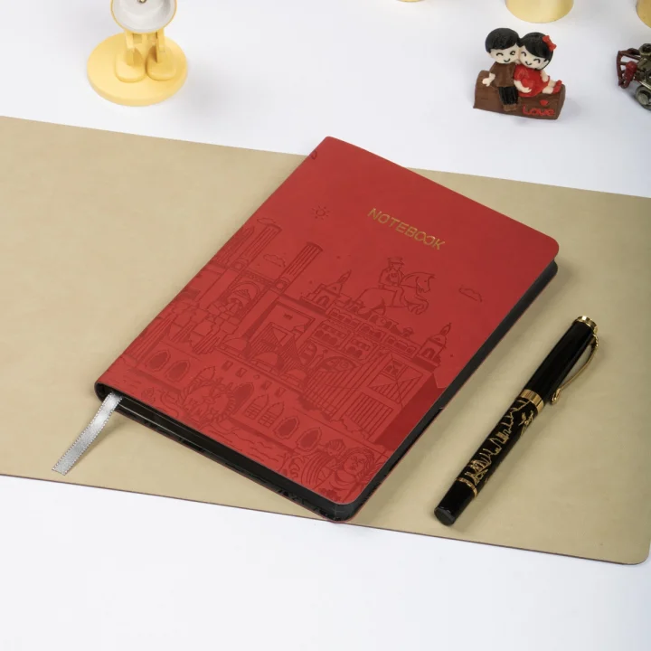 Esnek Kapaklı Noktalı Defter 13x19 Kırmızı Vegan Deri