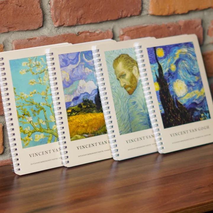 Karton Kapak Spiralli Çizgili Okul Defteri A5 4’lü Van Gogh Serisi