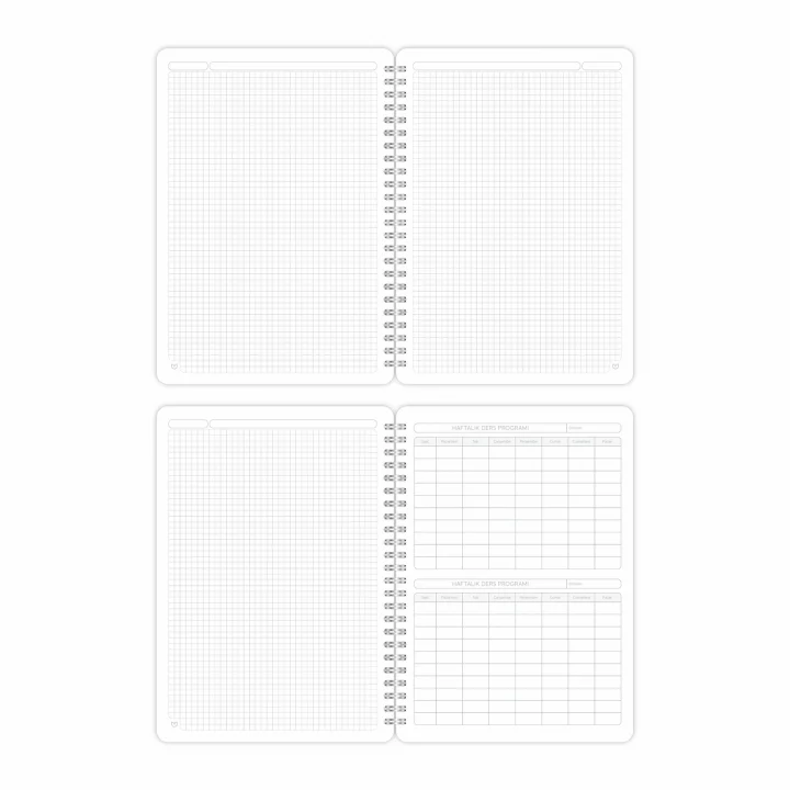 Karton Kapak Spiralli Kareli Okul Defteri A4 BUÇUK 4’lü Pattern Party